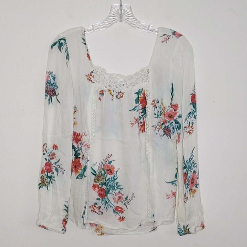 Eyeshadow Long Sleeve Box Neck Blouse Shirt